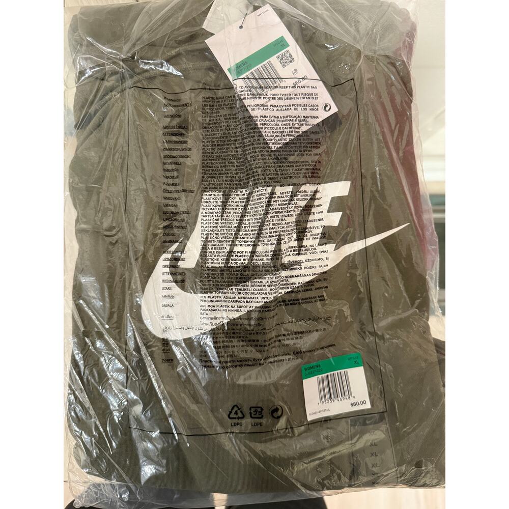 NEW Nike NSW Essential Cropped Hoodie Olive Green XL Women's CJ6327-222 - Picture 7 of 8